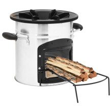 Berkfield Camping Wood Stove Silver 45.5x33x25.5 cm Stainless Steel