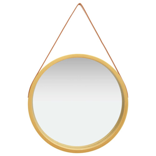 Berkfield Wall Mirror with Strap 60 cm Gold