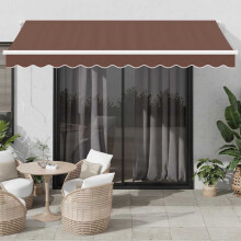 Berkfield Manual Retractable Awning with LED Brown 350x250 cm