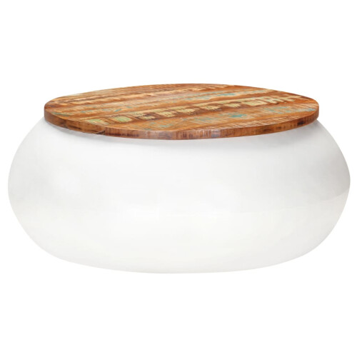 Berkfield Coffee Table White 68x68x30 cm Solid Reclaimed Wood