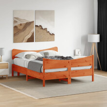 Berkfield Bed Frame without Mattress Wax Brown 150x200 cm King Size Solid Wood Pine