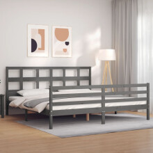 Berkfield Bed Frame without Mattress Grey 200x200 cm Solid Wood