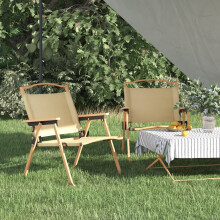 Berkfield Camping Chairs 2 pcs Beige 54x43x59cm Oxford Fabric