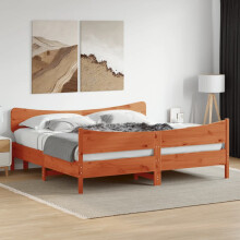 Berkfield Bed Frame without Mattress Wax Brown 180x200 cm Super King Solid Wood Pine