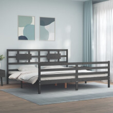 Berkfield Bed Frame without Mattress Grey 200x200 cm Solid Wood