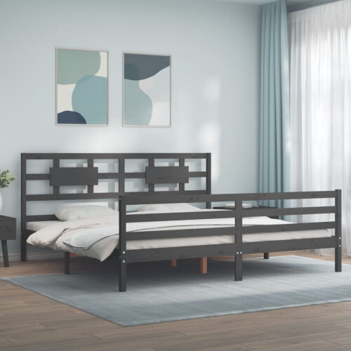 Berkfield Bed Frame without Mattress Grey 200x200 cm Solid Wood