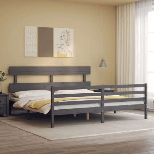 Berkfield Bed Frame without Mattress Grey 200x200 cm Solid Wood