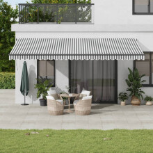 Berkfield Manual Retractable Awning with LEDs Anthracite&White 600x350 cm