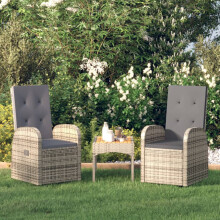 Berkfield Reclining Garden Chairs with Cushions 2 pcs Grey Poly Rattan