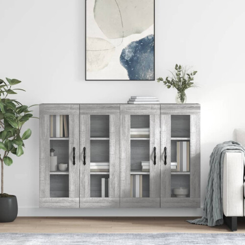 Berkfield Wall Mounted Cabinets 2 pcs Grey Sonoma Engineered Wood