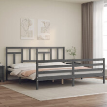 Berkfield Bed Frame without Mattress Grey 200x200 cm Solid Wood