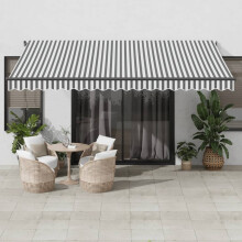 Berkfield Manual Retractable Awning with LEDs Anthracite&White 450x350 cm