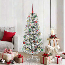 Berkfield Artificial Hinged Christmas Tree Green and White 150 cm