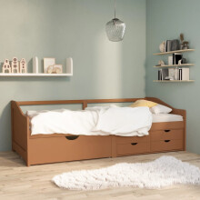 Berkfield 3-Seater Day Bed without Mattress Honey Brown Solid Pinewood 90x200cm