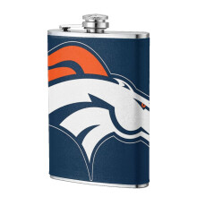 Broncos Flagon höftkolv för män, 225 g livsmedelsklassat rostfritt stål i läderficka, kompatibel med utomhussporter och camping