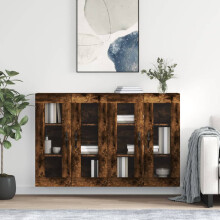 Berkfield Wall Mounted Cabinets 2 pcs Smoked Oak Engineered Wood