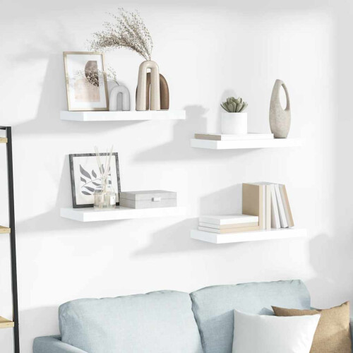 Berkfield Floating Wall Shelf High Gloss White 50x23x3.8 cm MDF