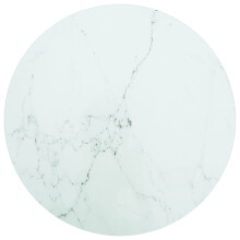 Berkfield Table Top White ò40x0.8 cm Tempered Glass with Marble Design