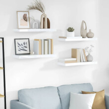 Berkfield Floating Wall Shelves 4 pcs High Gloss White 60x23.5x3.8 cm MDF
