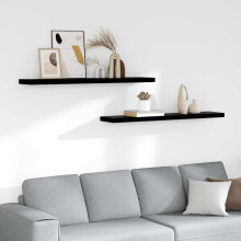 Berkfield Floating Wall Shelves 2 pcs High Gloss Black 120x23.5x3.8 cm MDF