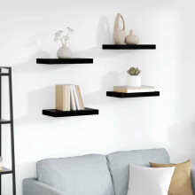 Berkfield Floating Wall Shelves 4 pcs High Gloss Black 40x23x3.8 cm MDF
