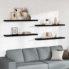 Berkfield Floating Wall Shelves 4 pcs High Gloss Black 120x23.5x3.8 cm MDF