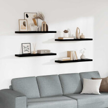 Berkfield Floating Wall Shelves 4 pcs High Gloss Black 90x23.5x3.8 cm MDF