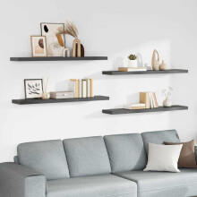 Berkfield Floating Wall Shelves 4 pcs High Gloss Grey 120x23.5x3.8 cm MDF