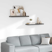 Berkfield Floating Wall Shelves 2 pcs High Gloss Grey 80x23.5x3.8 cm MDF