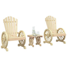 Berkfield 3 Piece Garden Lounge Set Solid Wood Fir