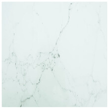 Berkfield Table Top White 60x60 cm 6 mm Tempered Glass with Marble Design