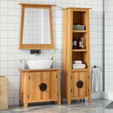 Berkfield 3 Piece Bathroom Furniture Set Solid Wood Pine