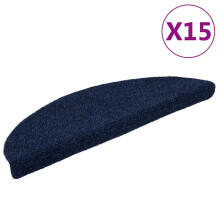 Berkfield Stair Mats Self-adhesive 15 pcs 56x17x3 cm Navy Half Round