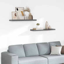 Berkfield Floating Wall Shelves 2 pcs High Gloss Grey 90x23.5x3.8 cm MDF