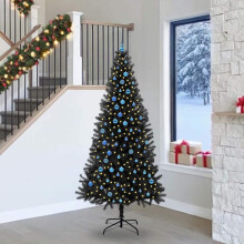 Berkfield Christmas Tree with 300 LEDs with Stand Black 240 cm PVC
