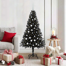 Berkfield Christmas Tree with 150 LEDs with Stand Black 150 cm PVC