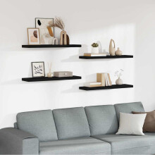 Berkfield Floating Wall Shelves 4 pcs Black 90x23.5x3.8 cm MDF