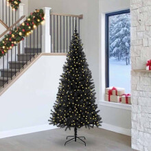 Berkfield Christmas Tree with 300 LEDs with Stand Black 240 cm PVC