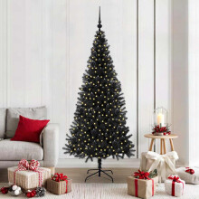 Berkfield Christmas Tree with 300 LEDs with Stand Black 180 cm PVC