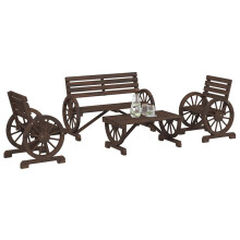 Berkfield 4 Piece Garden Lounge Set Solid Wood Fir