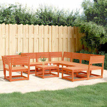 Berkfield 8 Piece Garden Lounge Set Wax Brown Solid Wood Pine