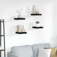 Berkfield Floating Wall Shelves 4 pcs Black 23x23.5x3.8 cm MDF