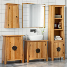 Berkfield 4 Piece Bathroom Furniture Set Solid Wood Pine