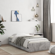 Berkfield Bed Frame with Drawers without Mattress Concrete Grey 75x190 cm Small Single