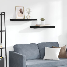 Berkfield Floating Wall Shelves 2 pcs Black 60x23.5x3.8 cm MDF