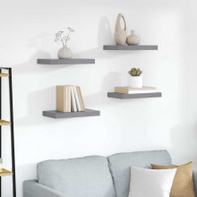 Berkfield Floating Wall Shelves 4 pcs Grey 40x23x3.8 cm MDF