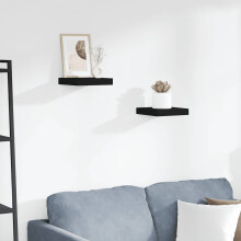 Berkfield Floating Wall Shelves 2 pcs Black 23x23.5x3.8 cm MDF