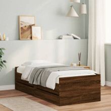 Berkfield Bed Frame without Mattress Brown Oak 75x190 cm Small Single Small Single