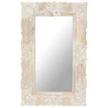 Berkfield Mirror White 80x50 cm Solid Mango Wood