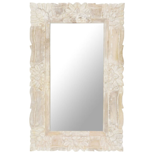 Berkfield Mirror White 80x50 cm Solid Mango Wood